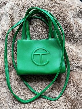 Telfar Mini Tote in Bright Green with Raised Logo